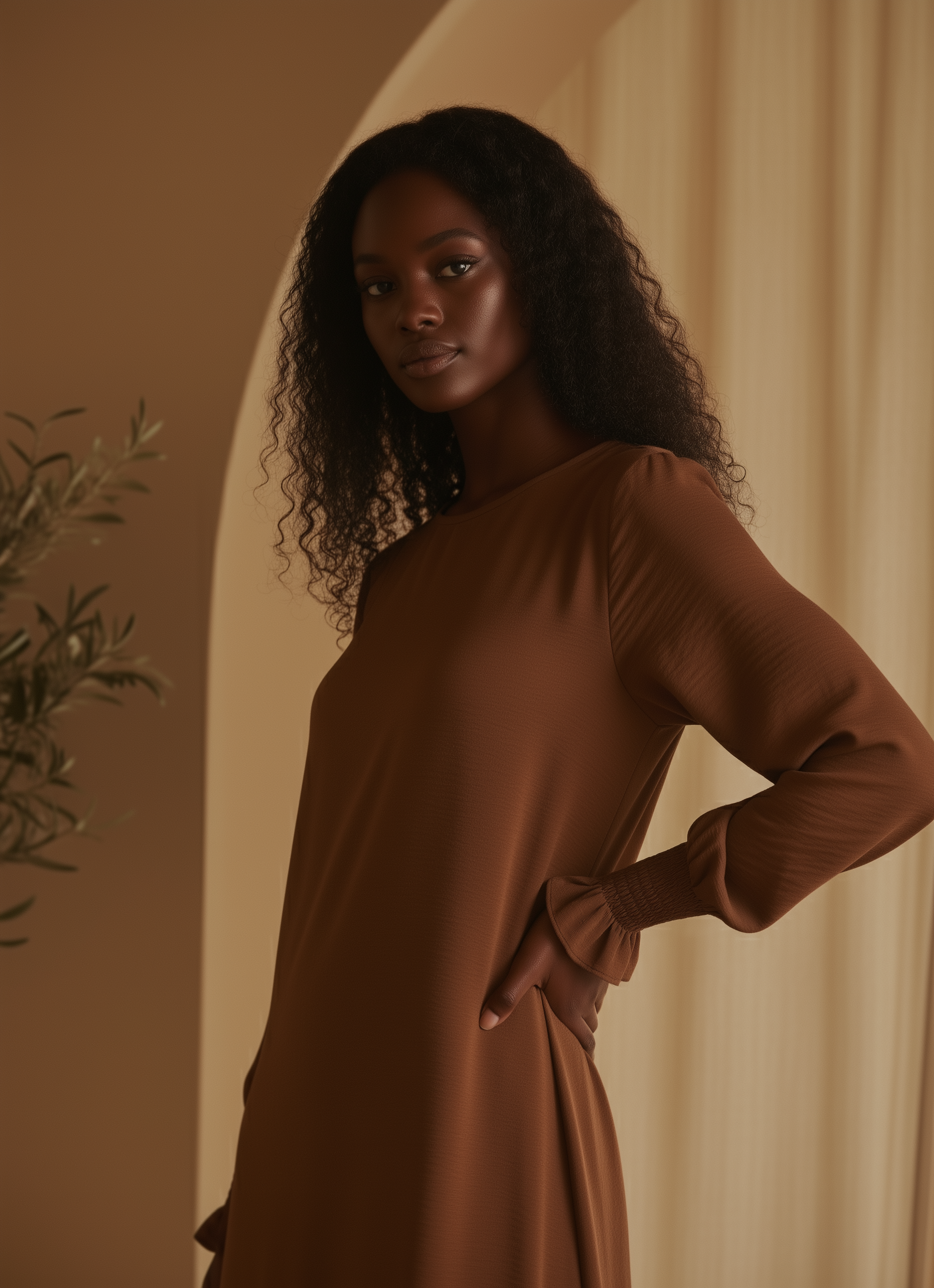 Nerine Essential Abaya ا Chestnut Brown