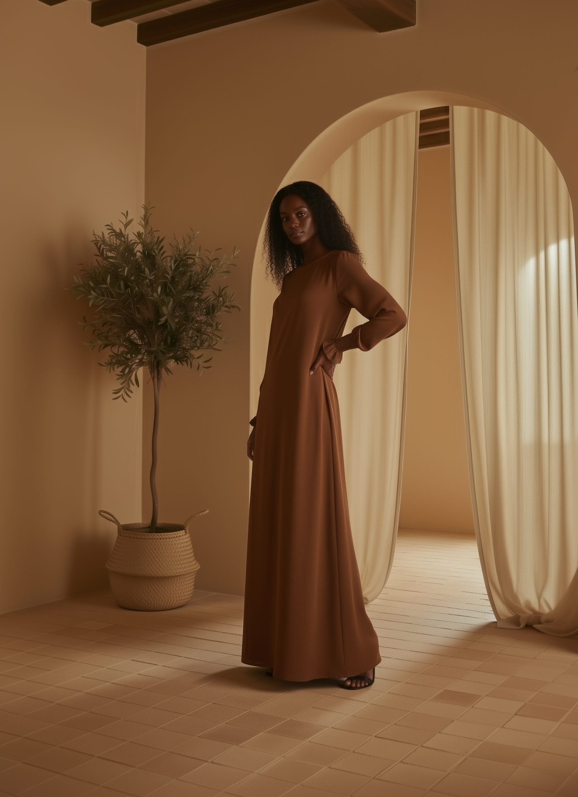 Nerine Essential Abaya ا Chestnut Brown