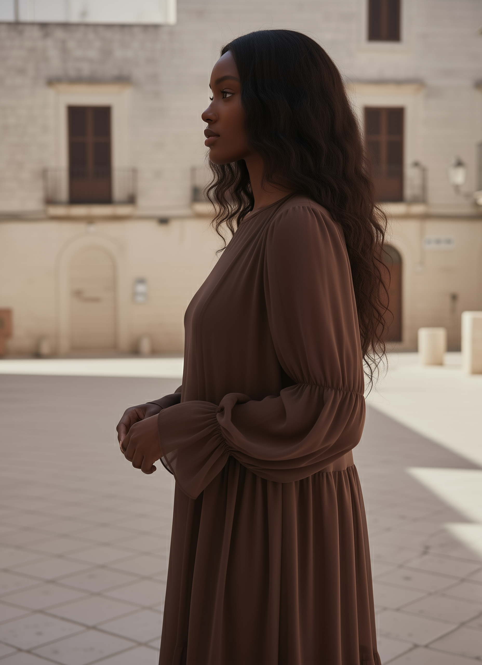 Ivorea Three Piece Abaya ا Chestnut Brown