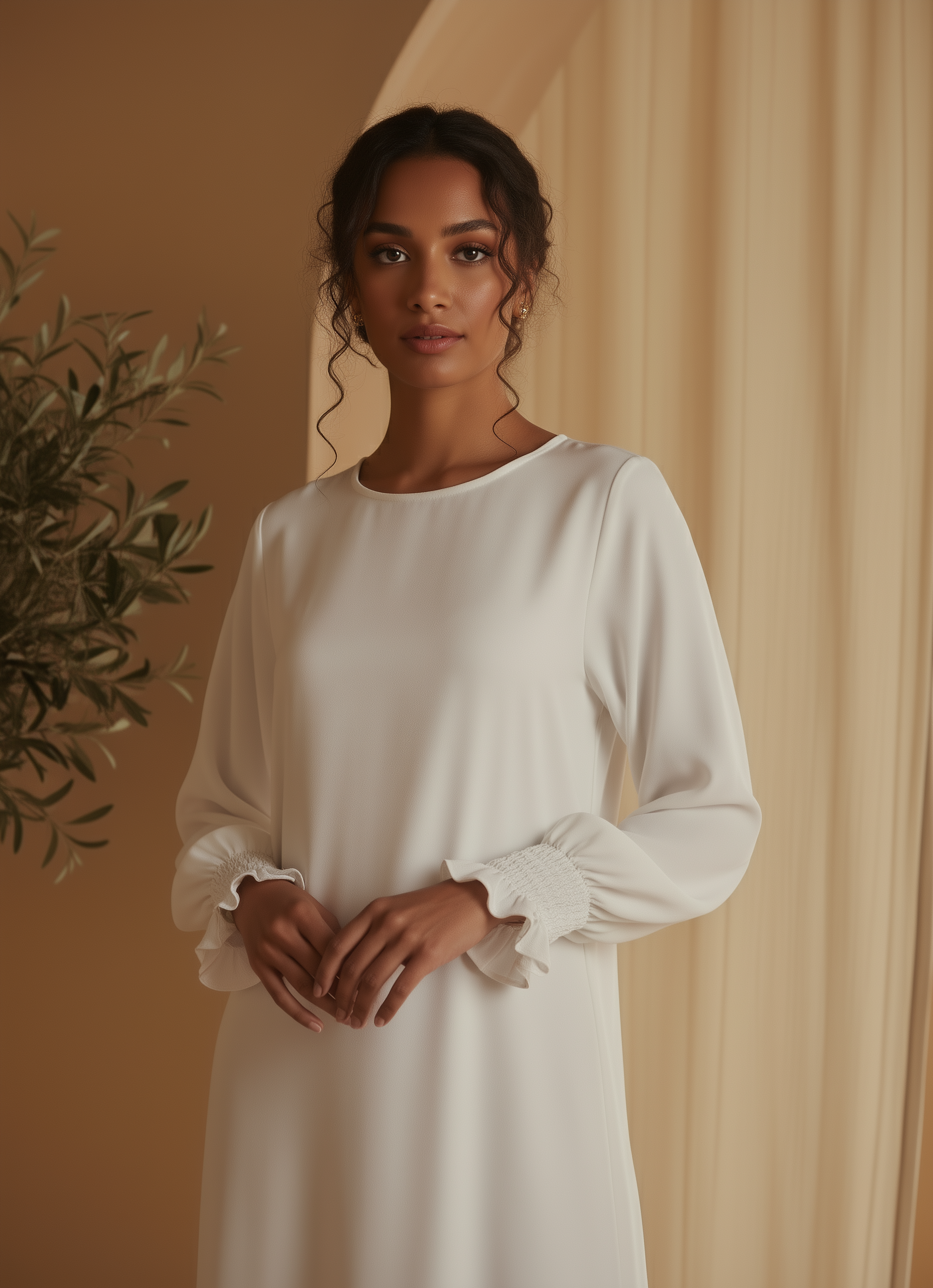 Nerine Essential Abaya  ا Soft White