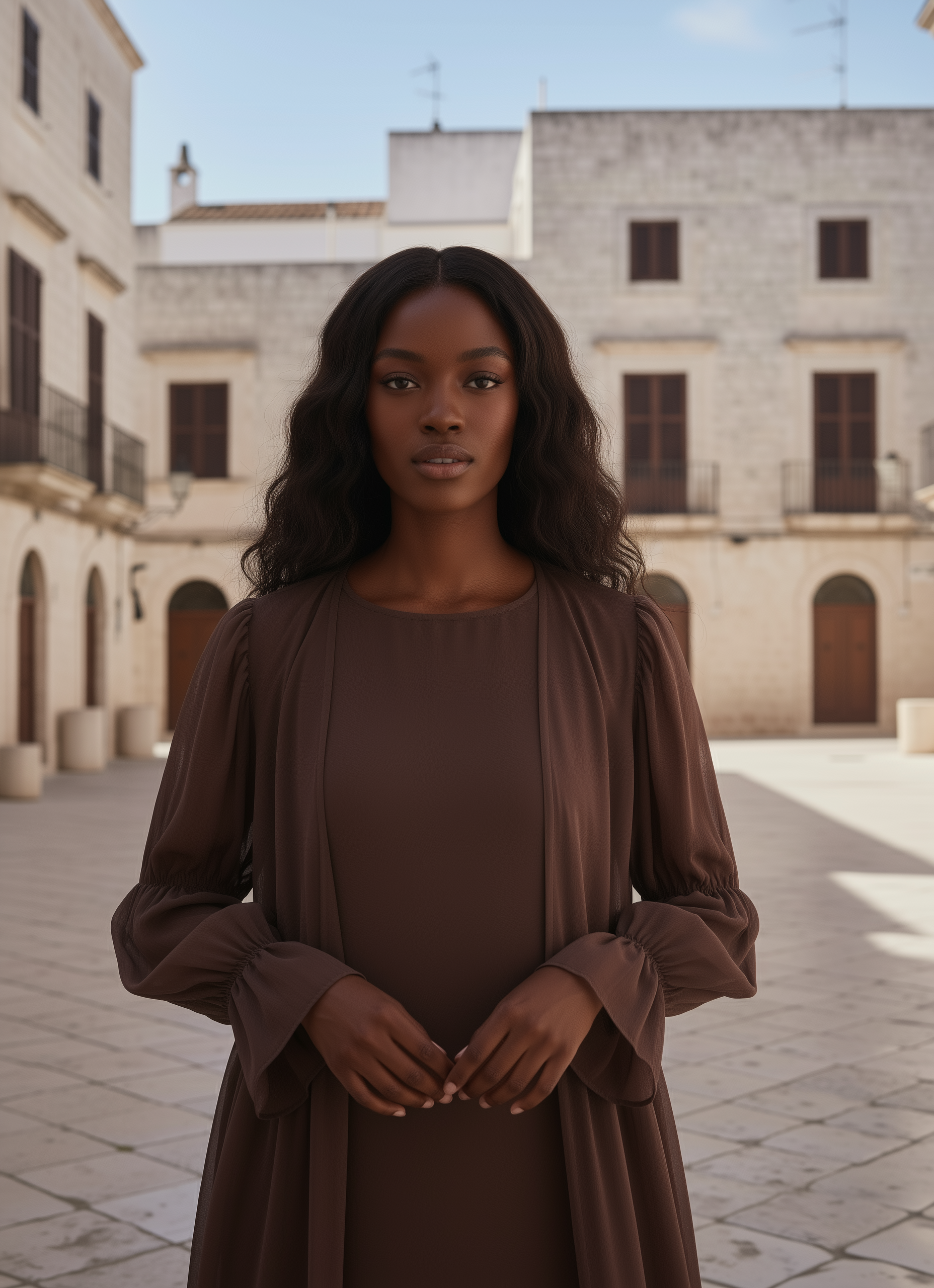 Ivorea Three Piece Abaya ا Chestnut Brown