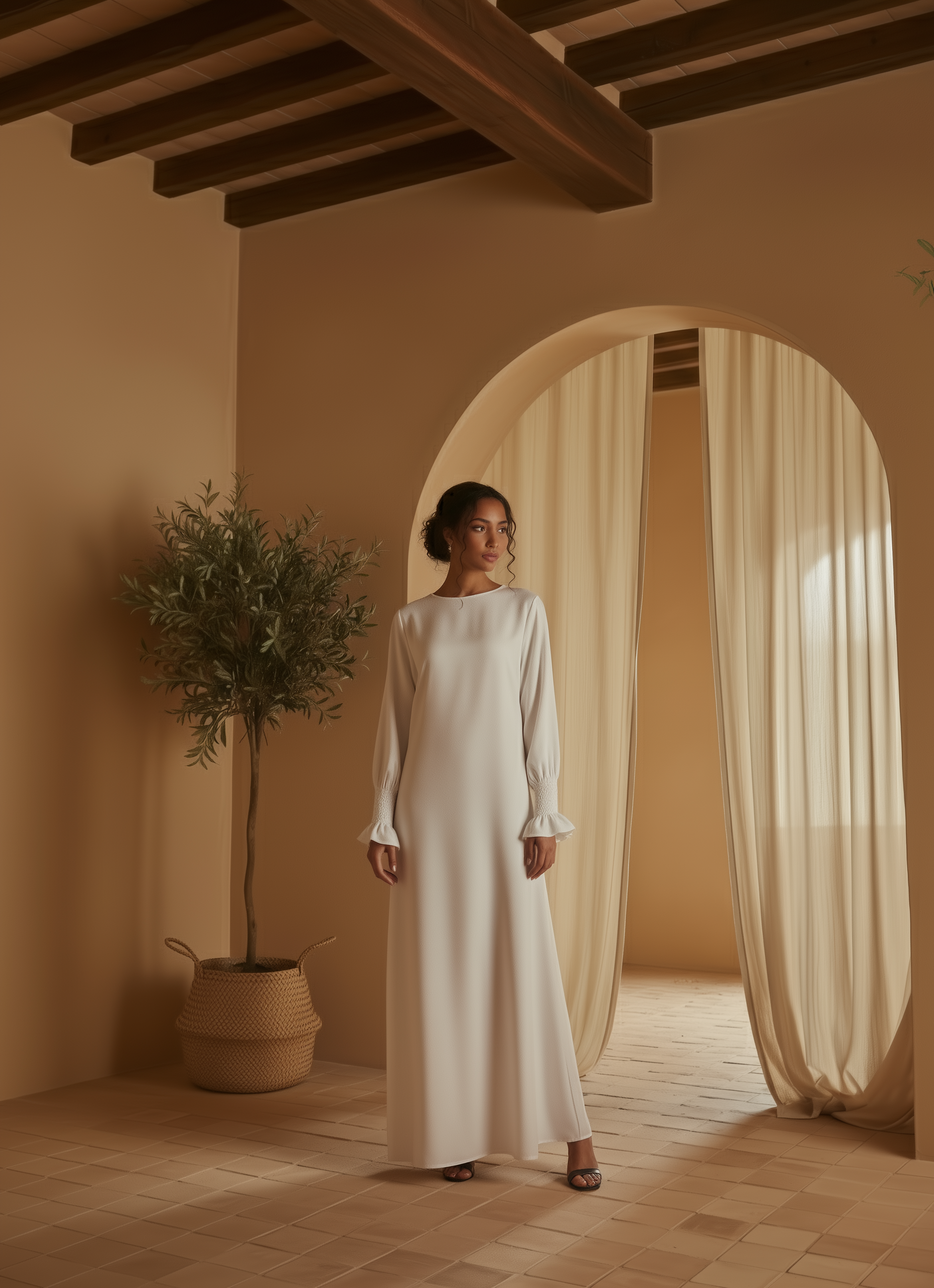 Nerine Essential Abaya  ا Soft White