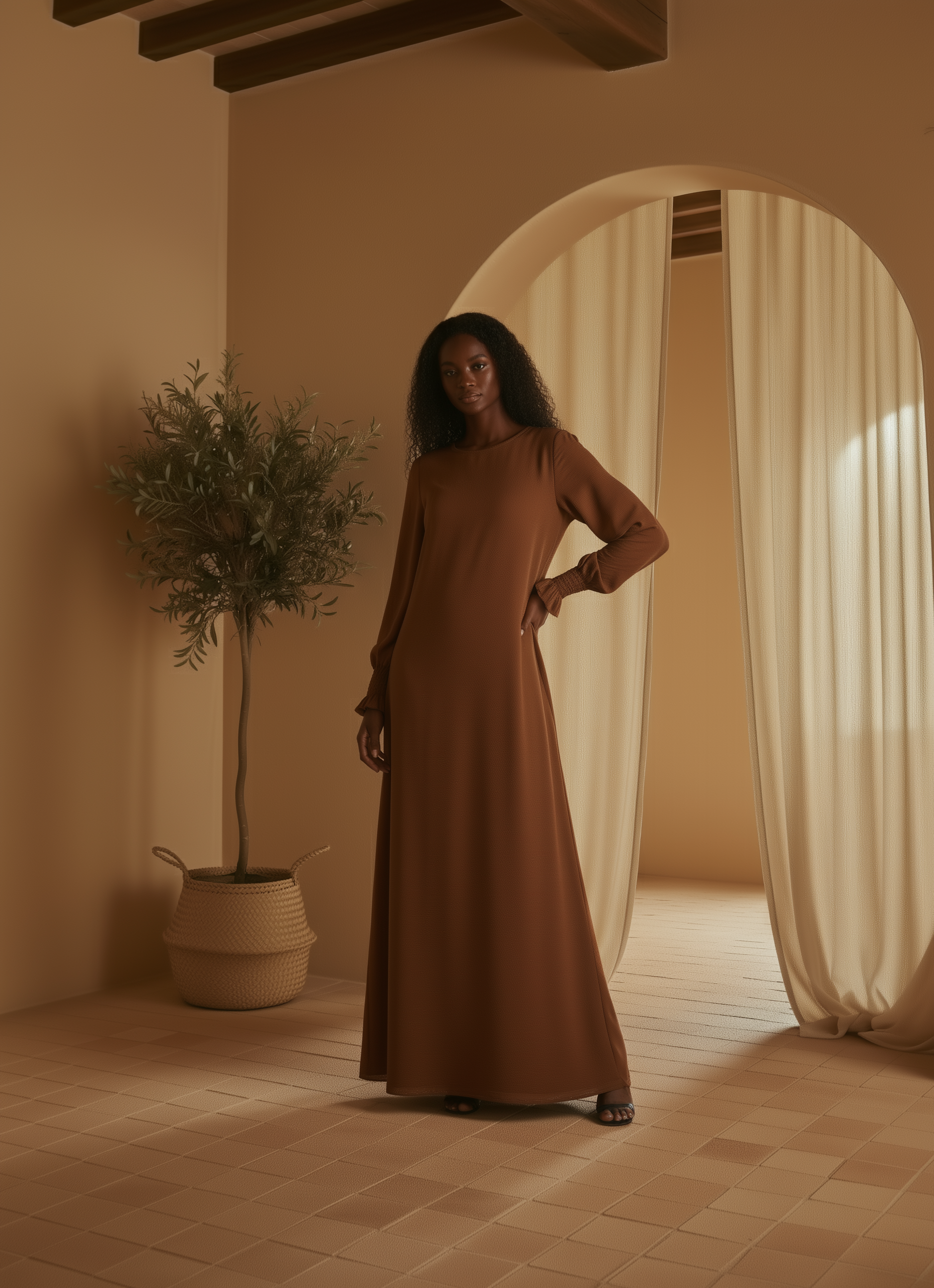 Nerine Essential Abaya ا Chestnut Brown