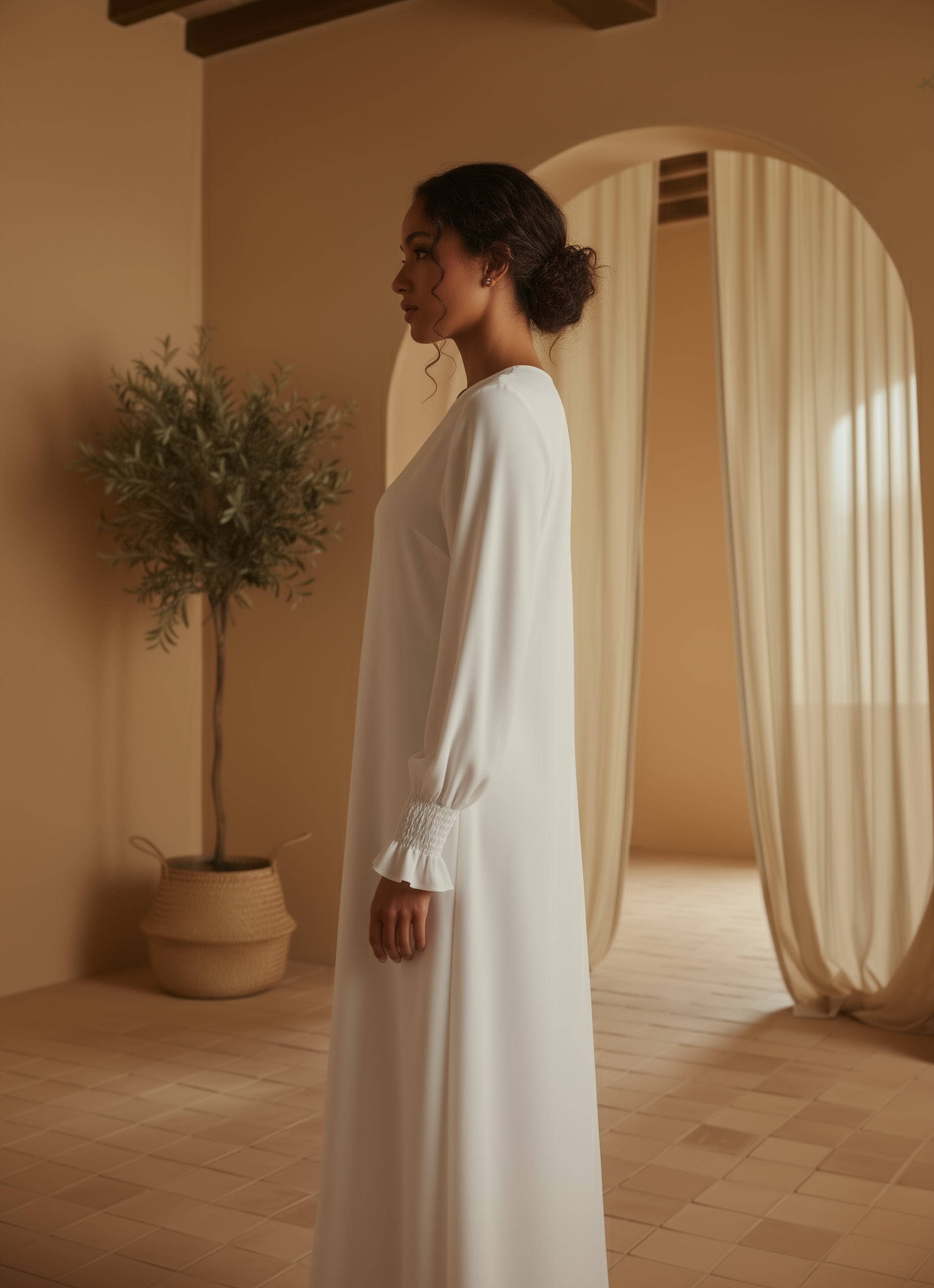 Nerine Essential Abaya  ا Soft White